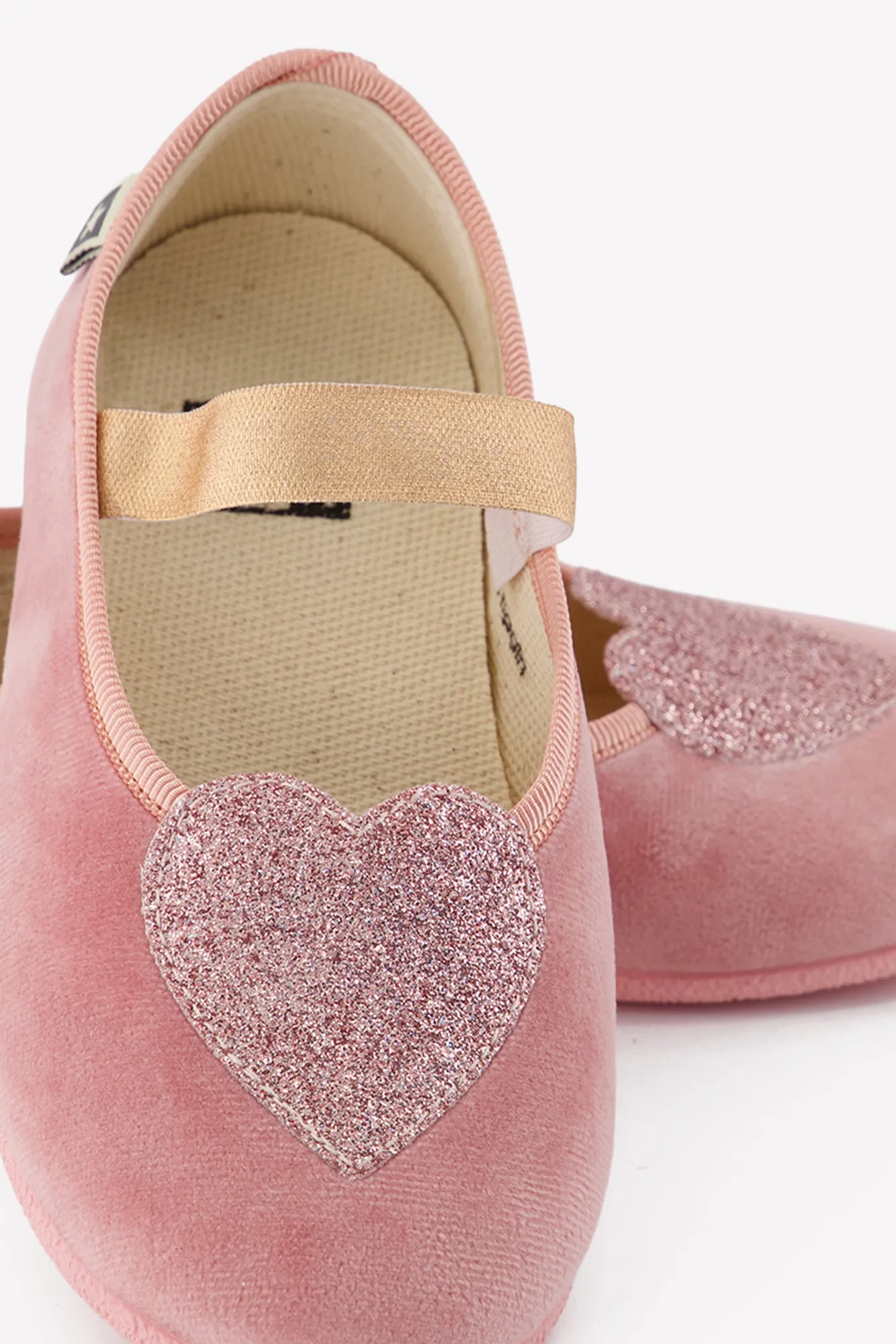 Bonton Sarra ballerina rosa velour med hjerte