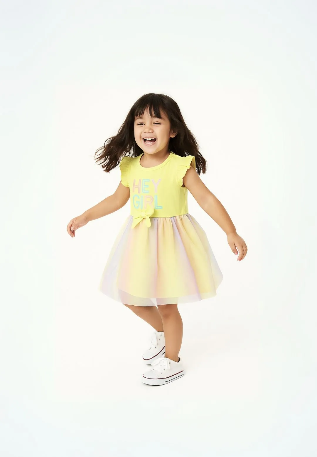 Minoti 40602 kjole gul jersey bomuld