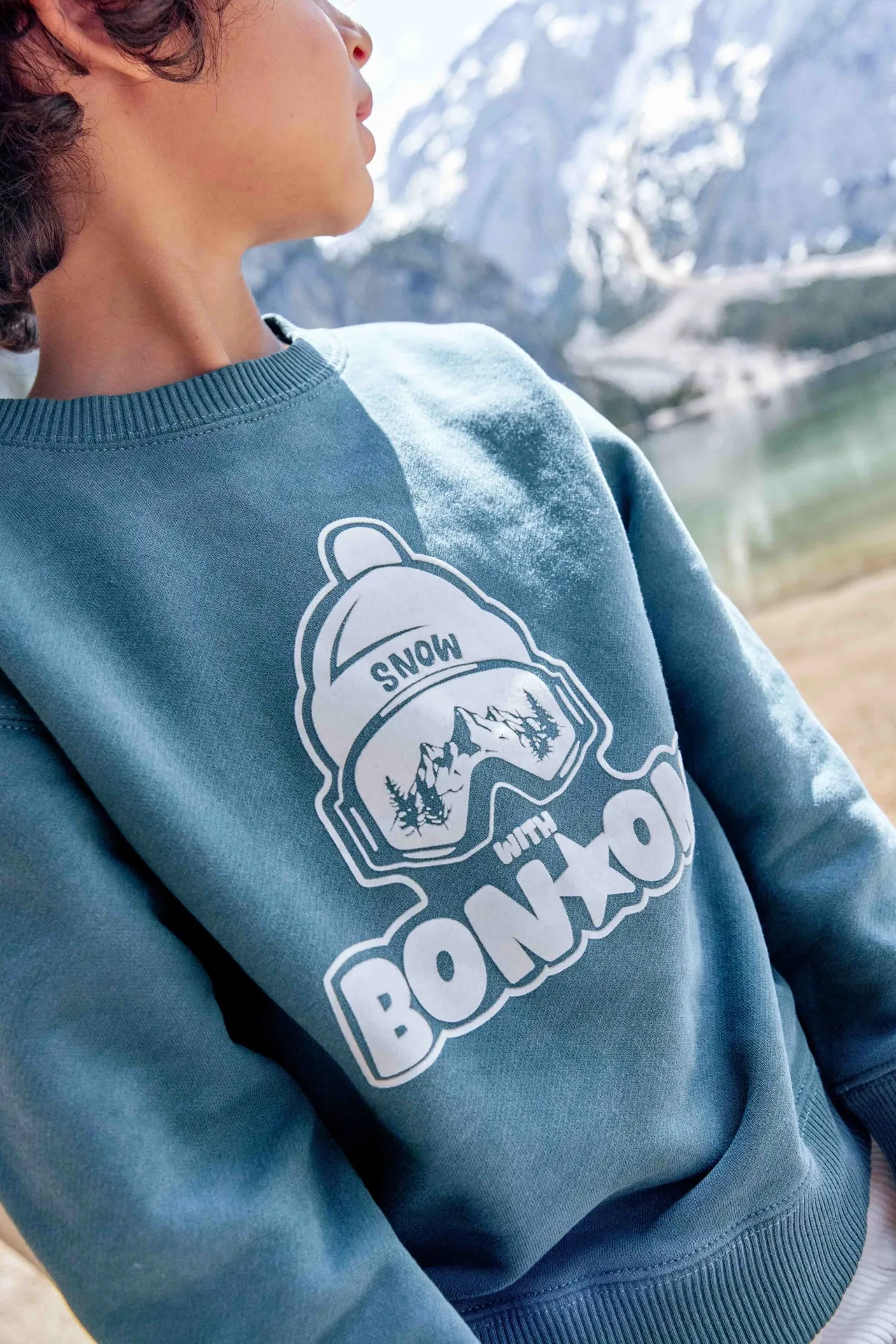 Bonton Smile Snow sweatshirt blå bomuld