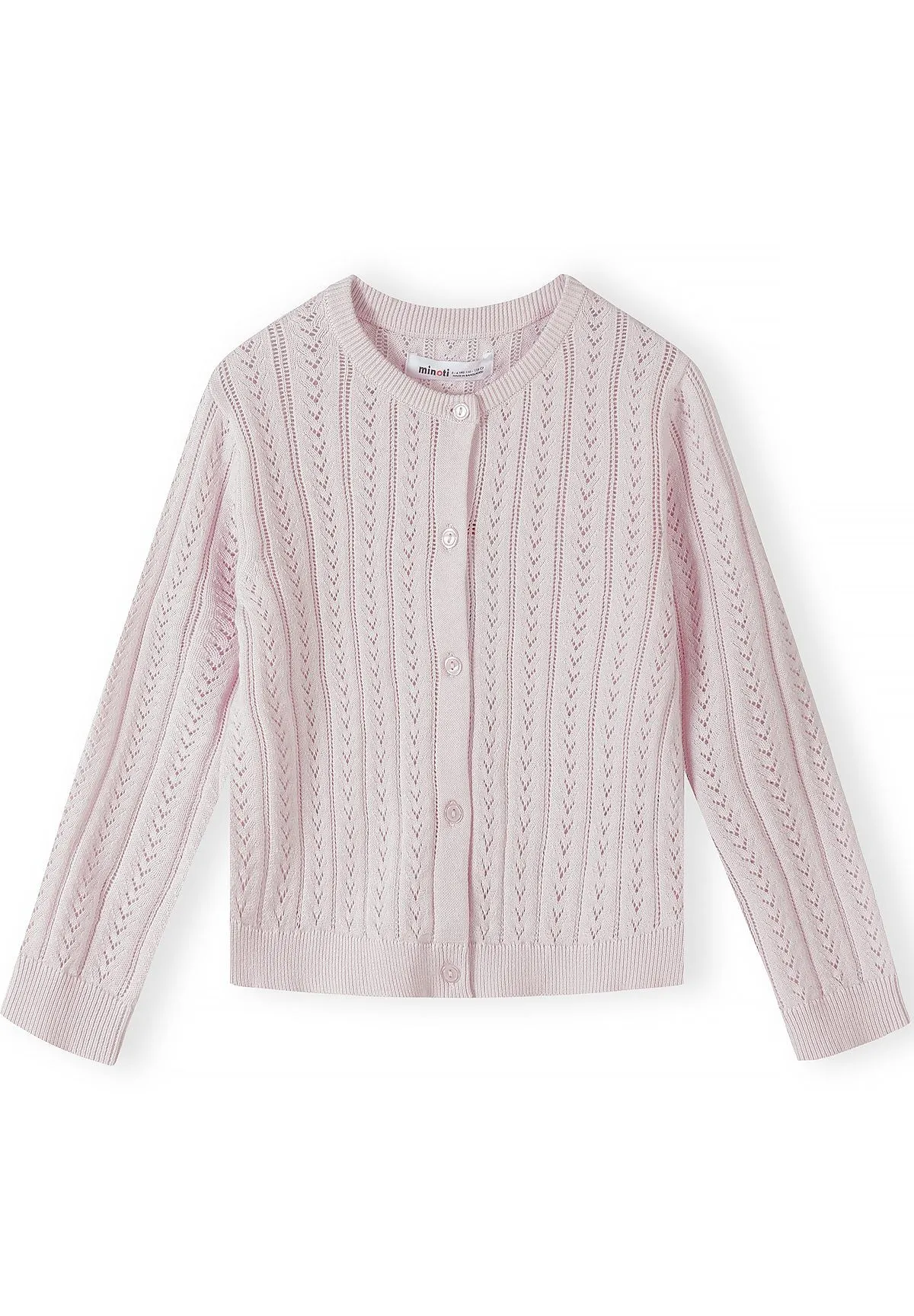 Minoti 45692 cardigan lyserød hulmønster piger