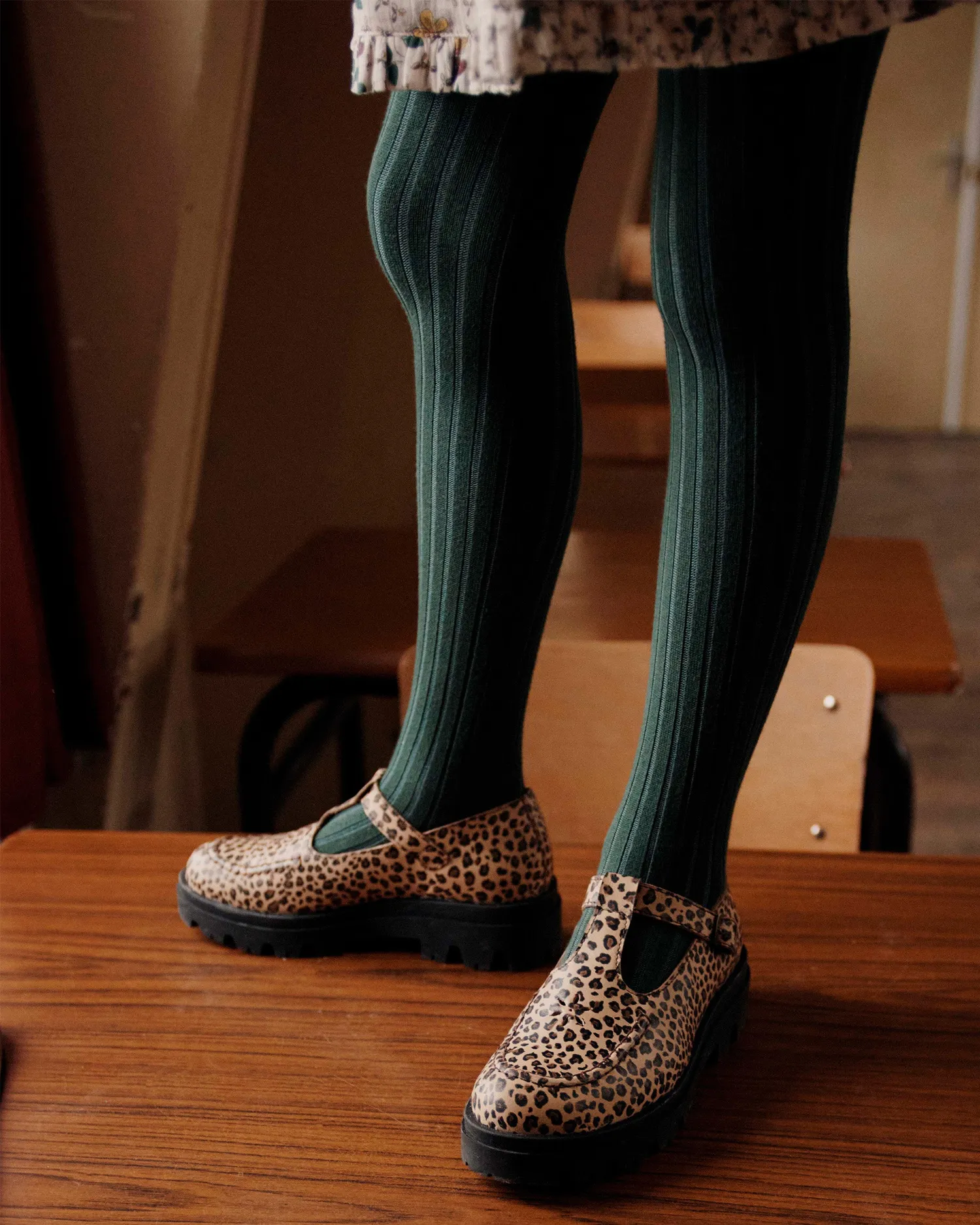 Emile et Ida Mocassin spændesko læder beige leopard