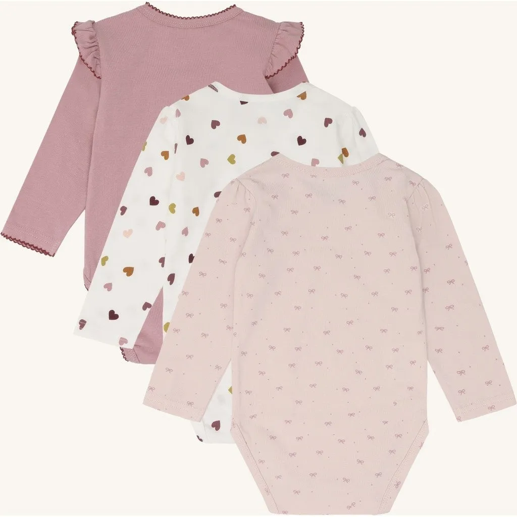 Hust & Claire Bella Bow body 3-pak Hushed Pink bomuld