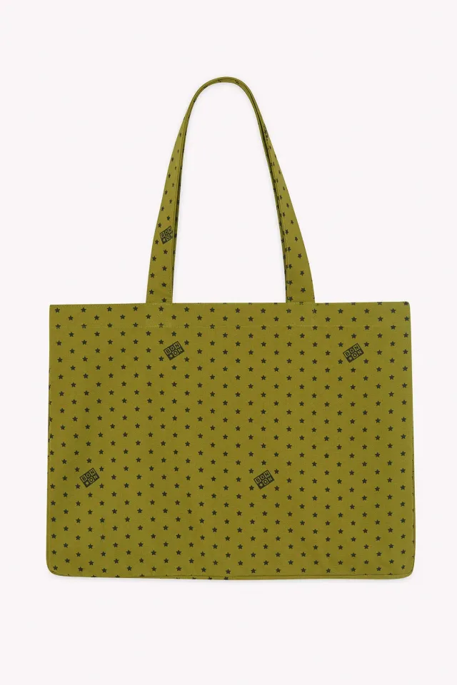 Bonton Beth shopper bomuld grøn 40x29 cm