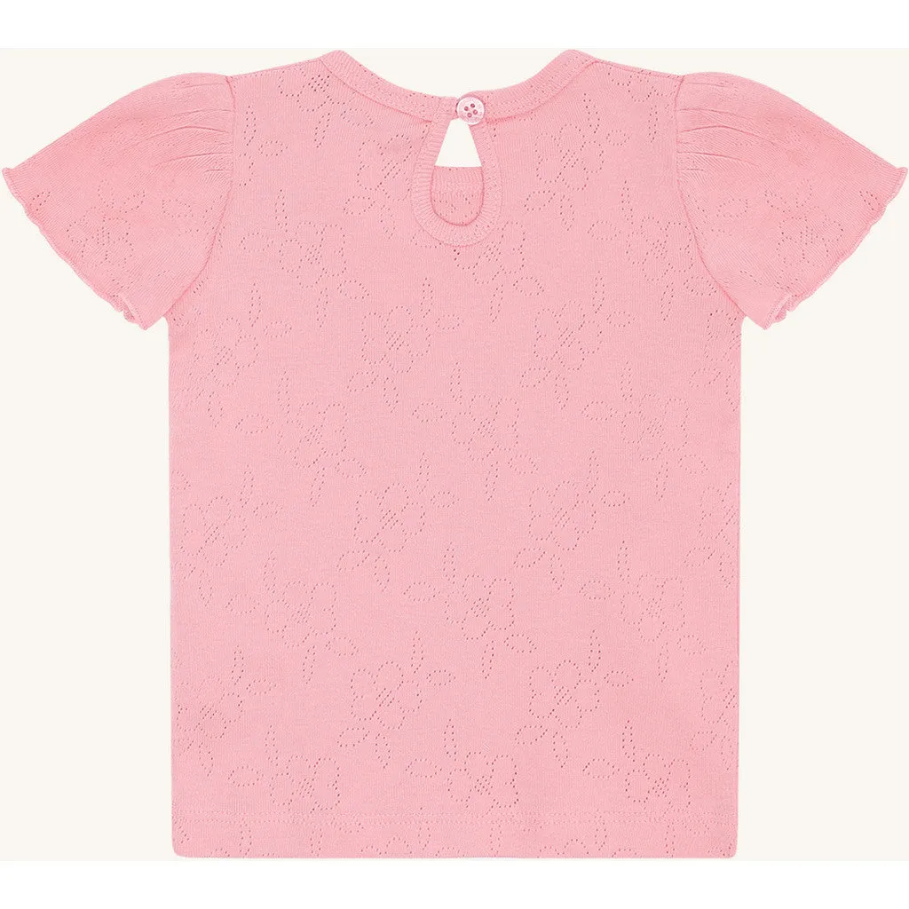 Hust & Claire HCAlma basic pointelle T-shirt Shell økologisk