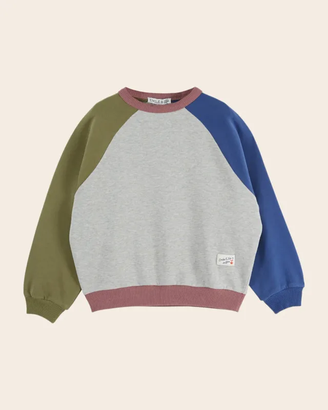 Emile et Ida Multi sweatshirt grå colorblock