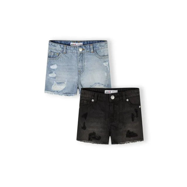 Minoti 44937 denimshorts 2-pak sort stræk