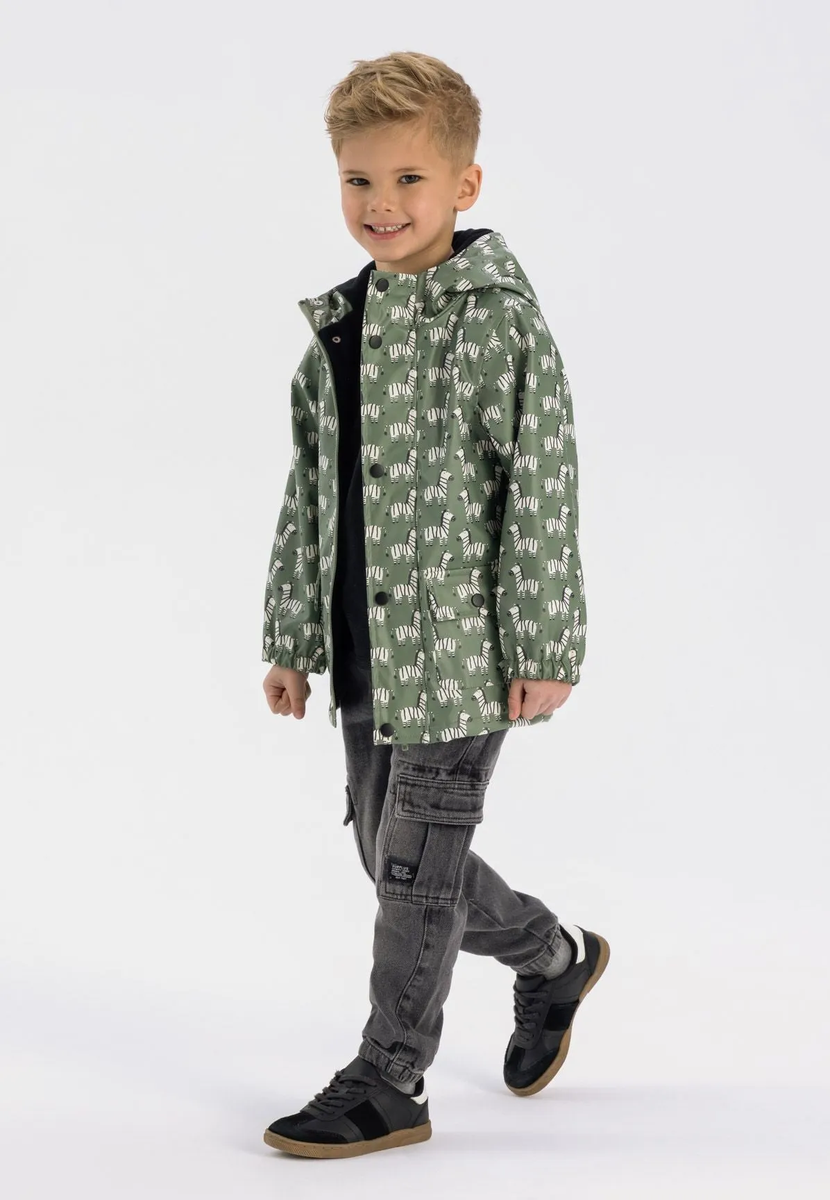 Minoti 43044 regnjakke khaki zebra-print