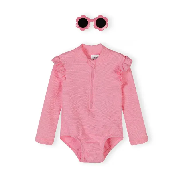 Minoti 44456 badedragt rosa flæse langærmet