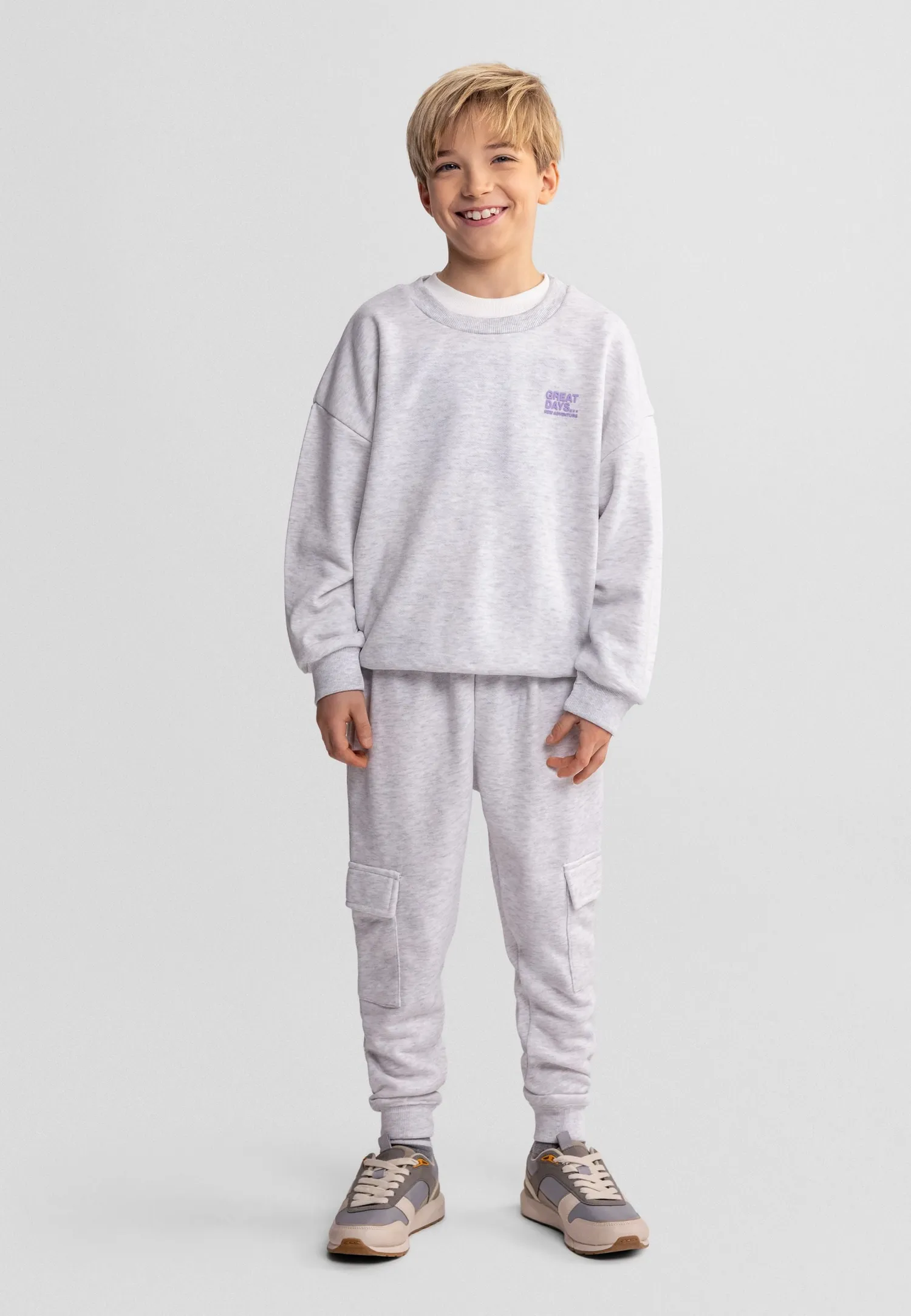 Minoti sweatshirt 2-pak lilla og grå bomuld