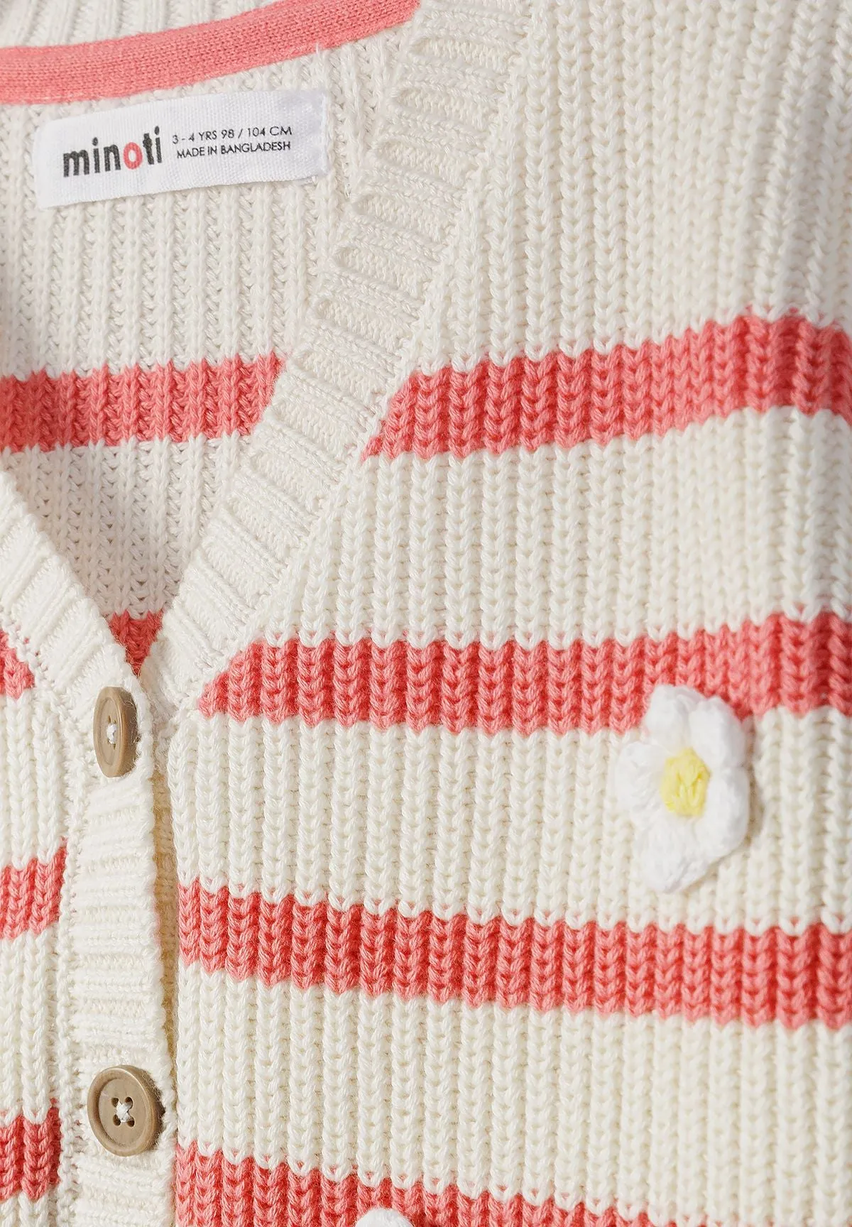 Minoti 44708 strikcardigan koralstribet blomst