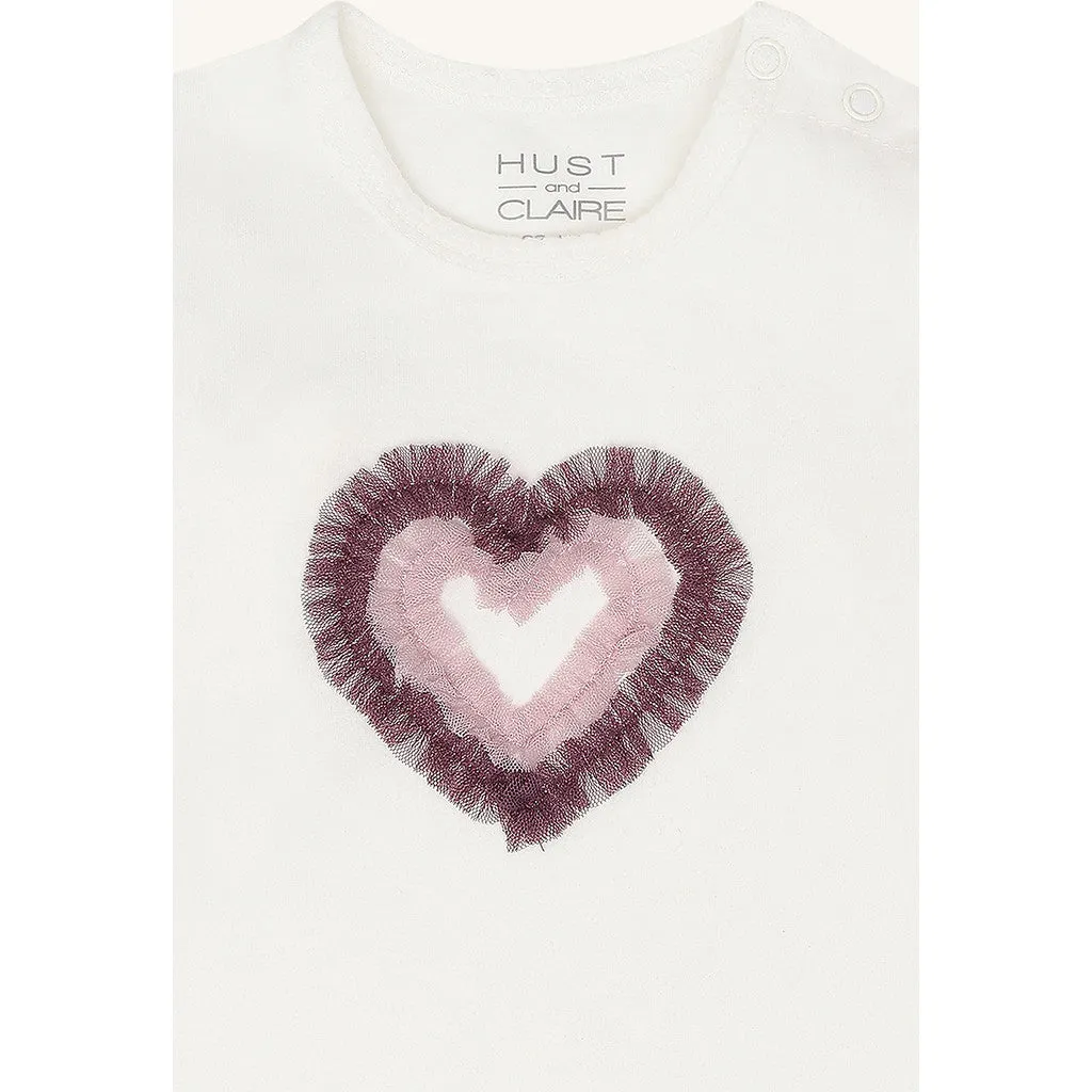 Hust & Claire Anna Heart bluse ivory hjerte langærmet
