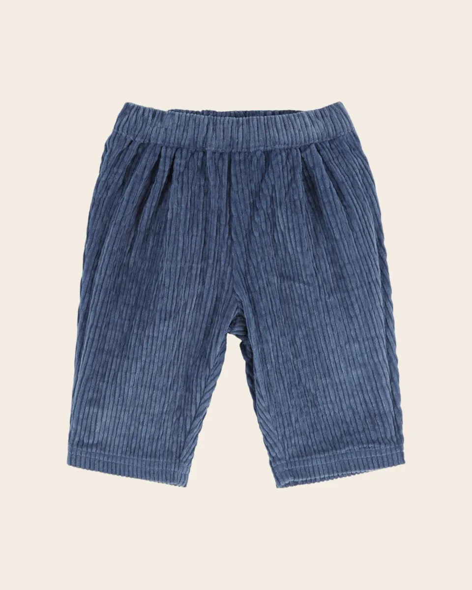 Emile et Ida Velours Bleu babybukser blå bomuldsfløjl