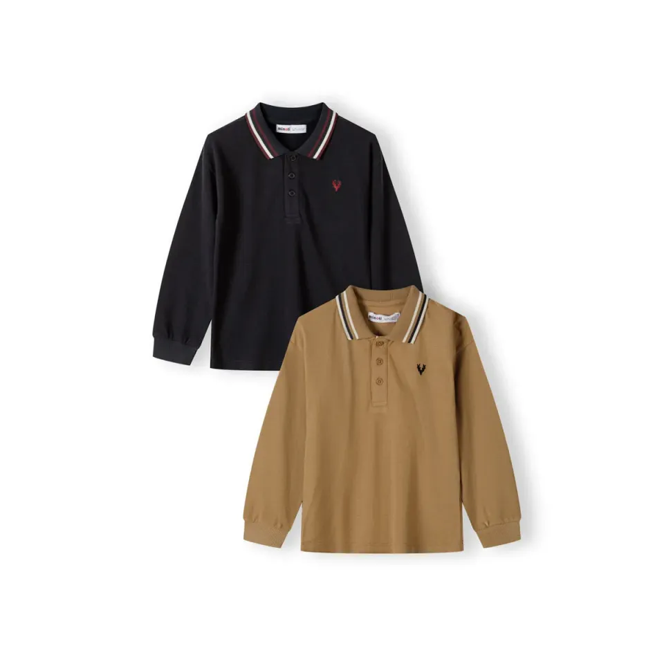 Minoti 44286 polo langærmet 2-pak sand sort