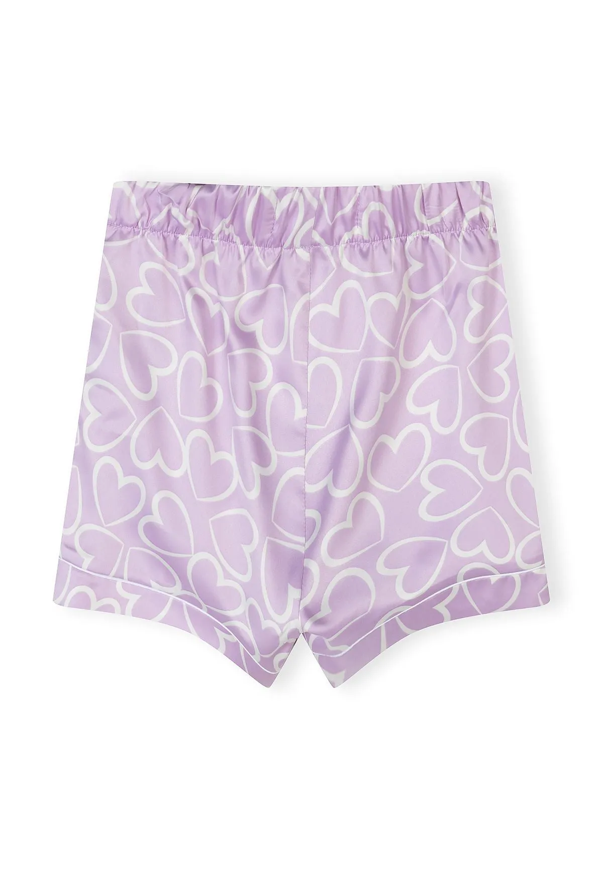 Minoti 44910 pyjamas satin lilla hjerte shorts