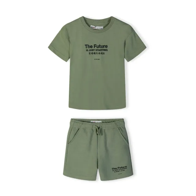 Minoti 44793 sæt til drenge oliven t-shirt shorts