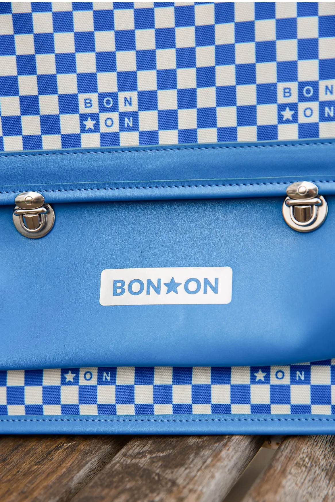 Bonton Damier skoletaske blå tern bomuld