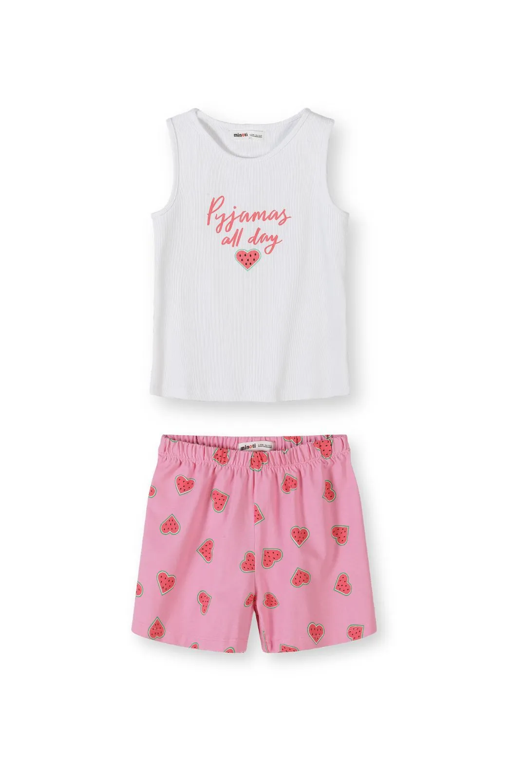 Minoti 44900 pyjamas 2-pak hvid shorts til piger