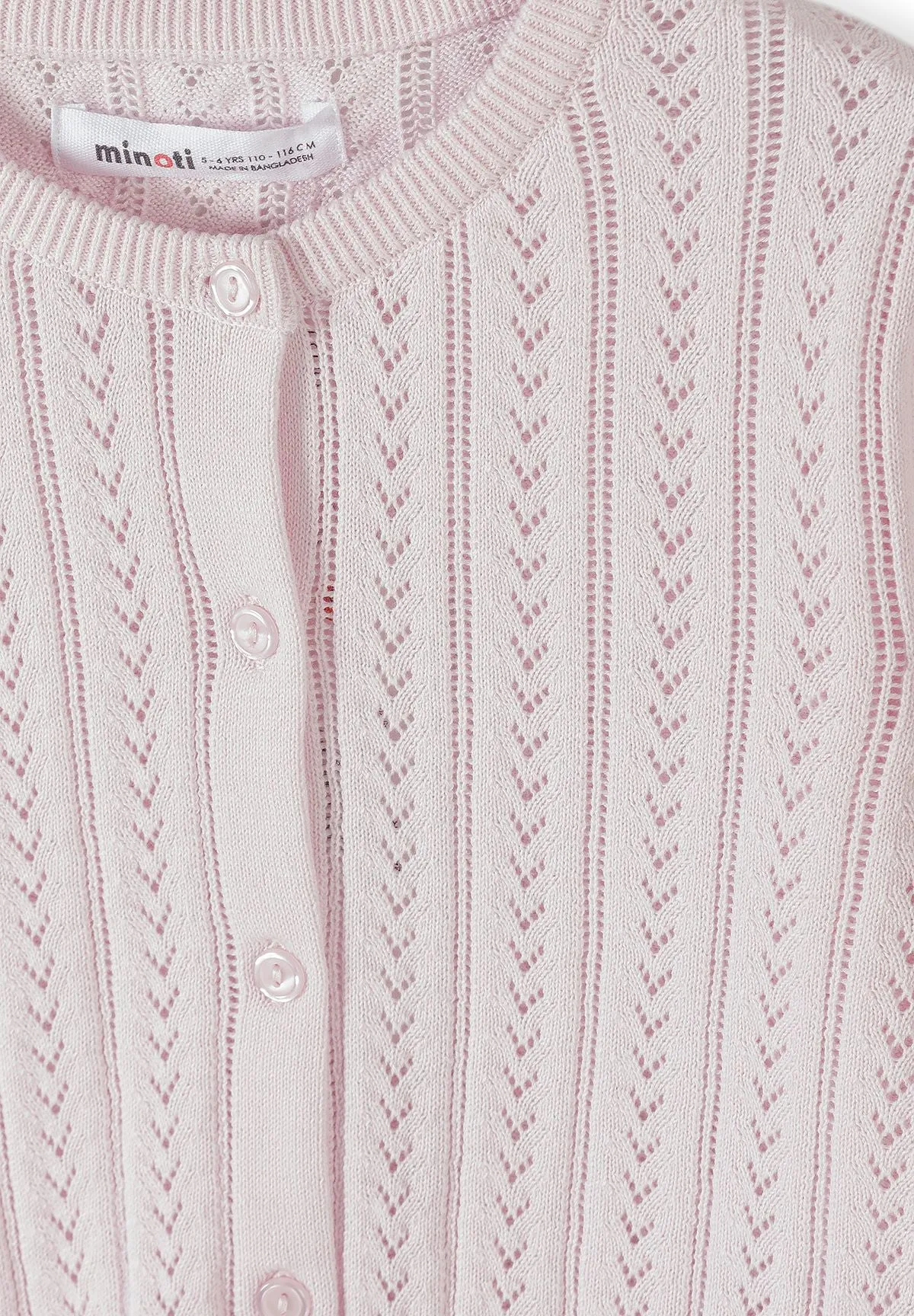 Minoti 45692 cardigan lyserød hulmønster piger