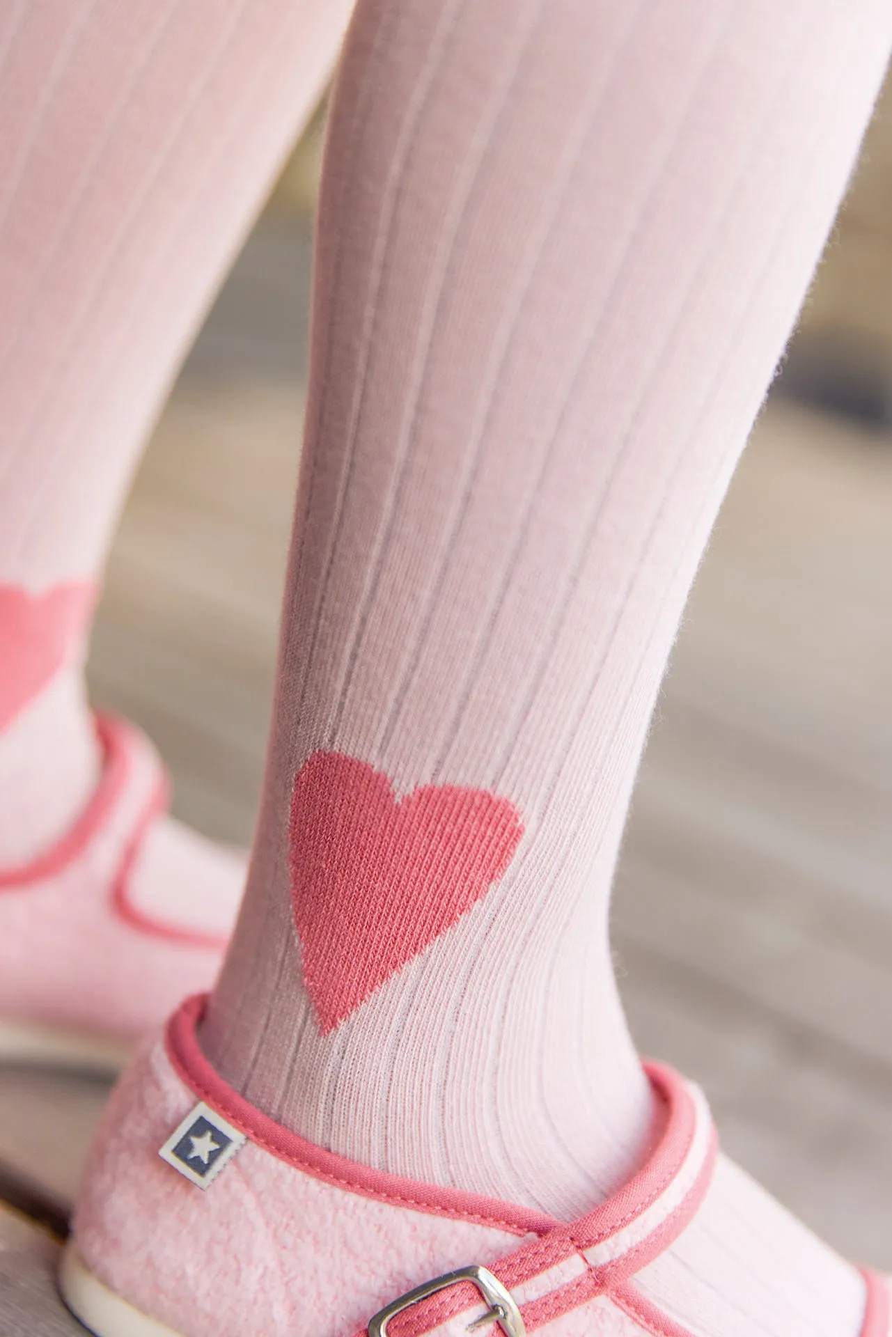 Bonton Mippy Rose Blossom strømpebukser lyserød rib