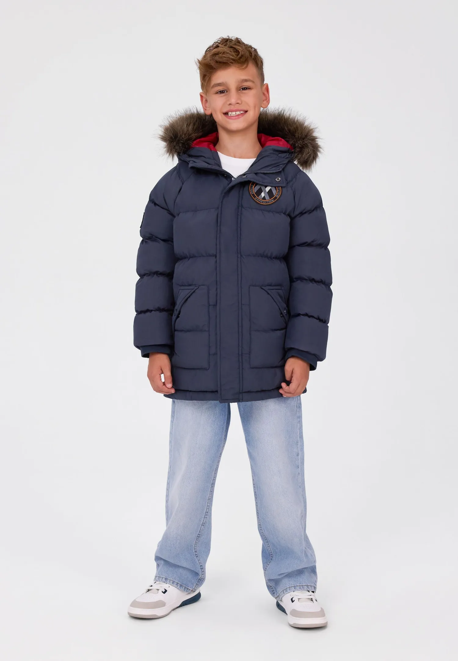 Minoti parka dreng navy quiltet str. 104-172