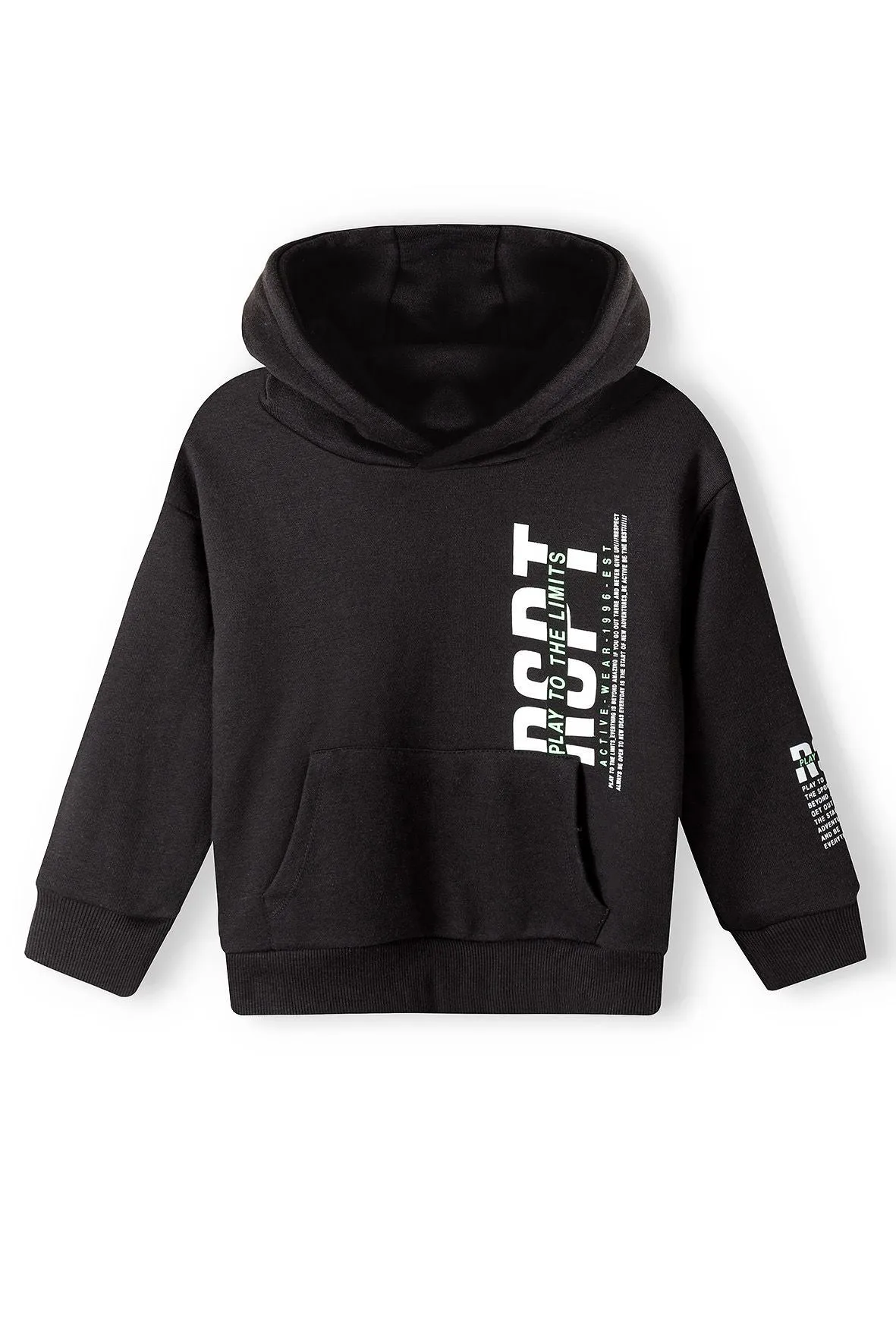 Minoti 38337 hættetrøje til drenge sort fleece
