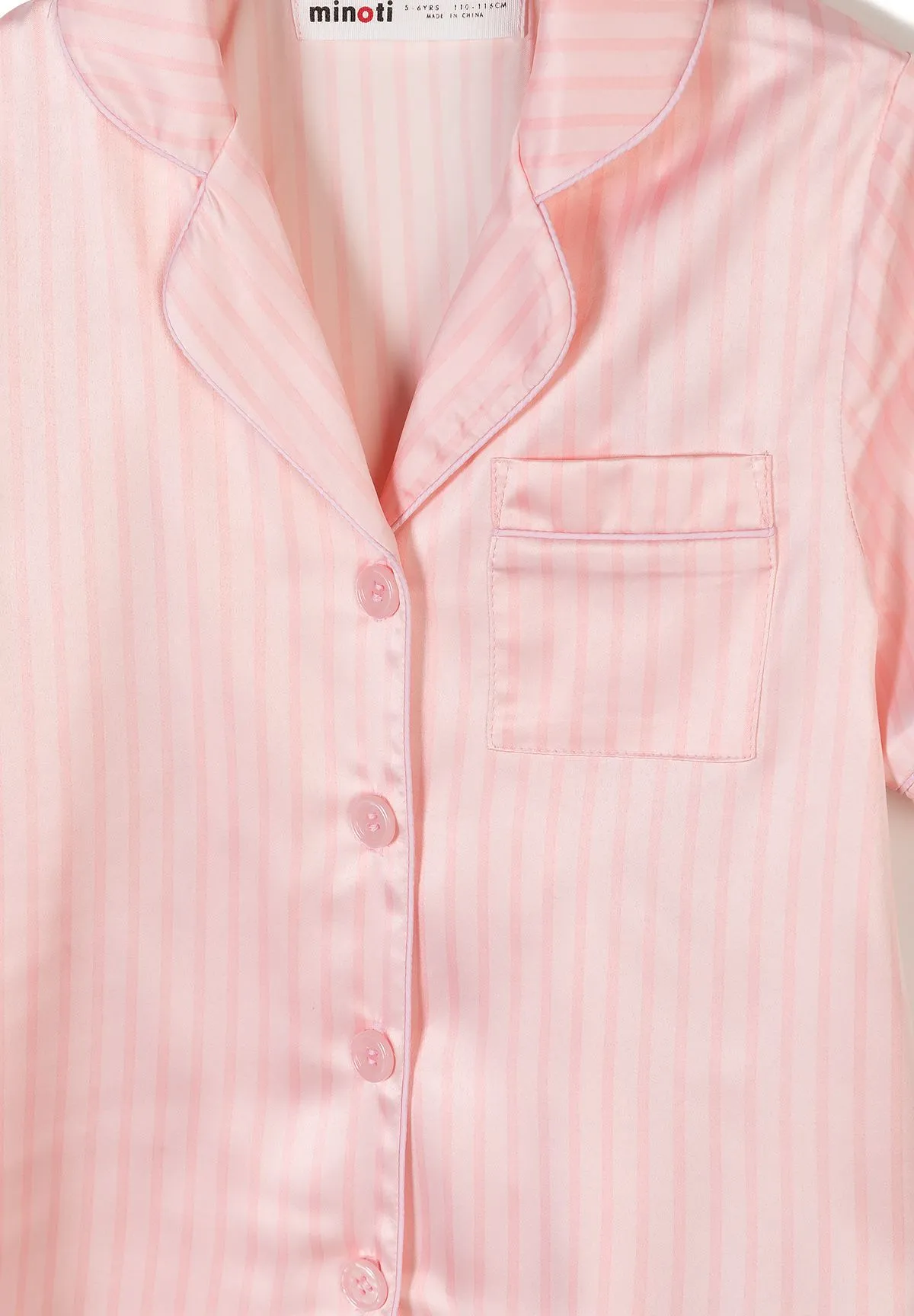 Minoti satin pyjamas rosa stribet polyester
