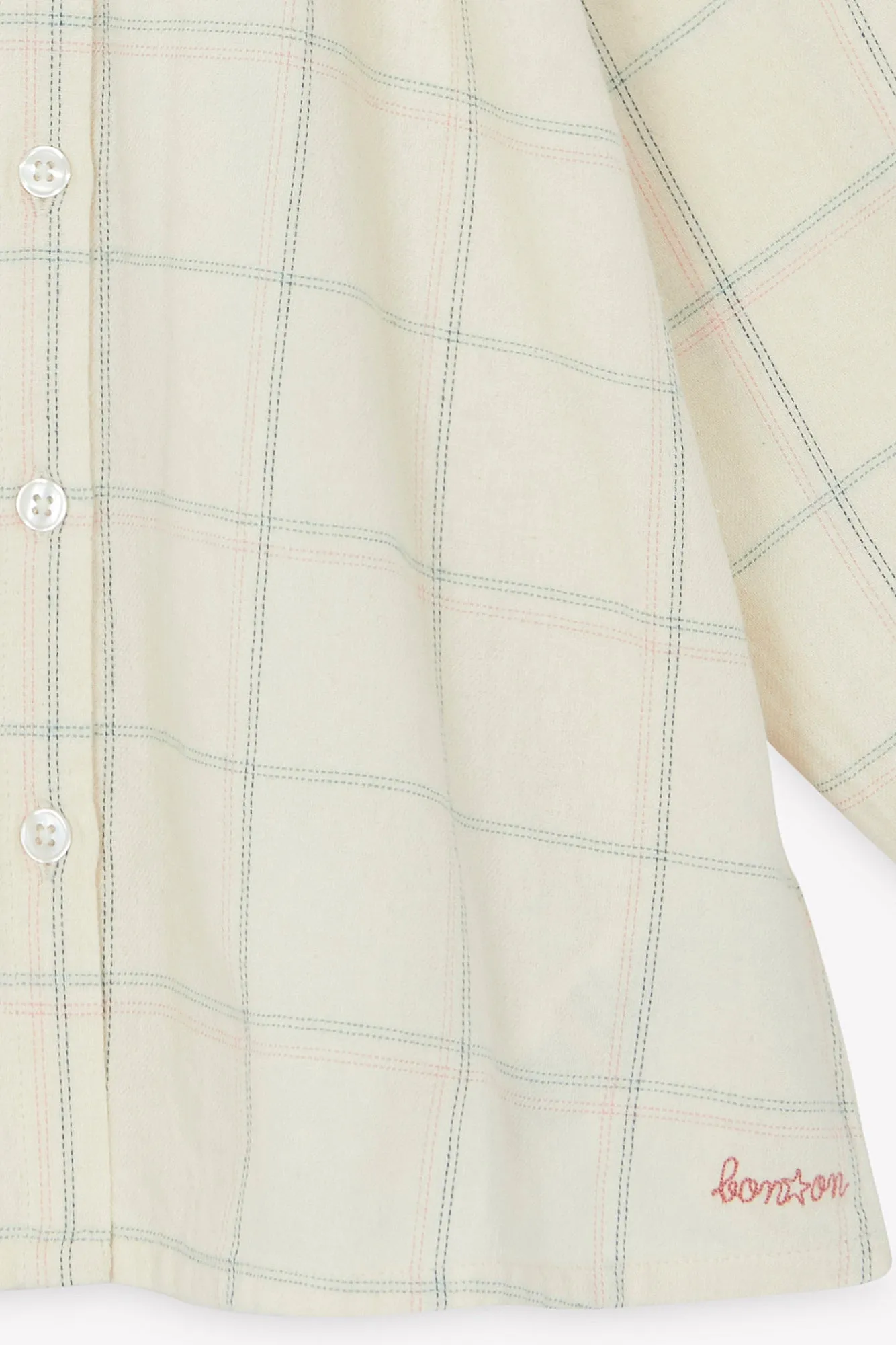 Bonton Reinette bluse ternet flannel rød stikning