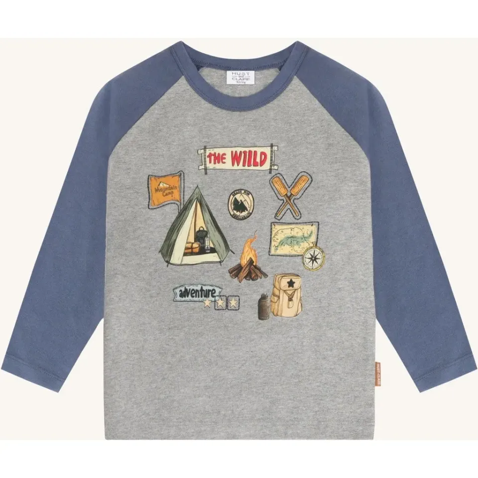 Hust & Claire Anton Wild Life bluse grey melange bomuld
