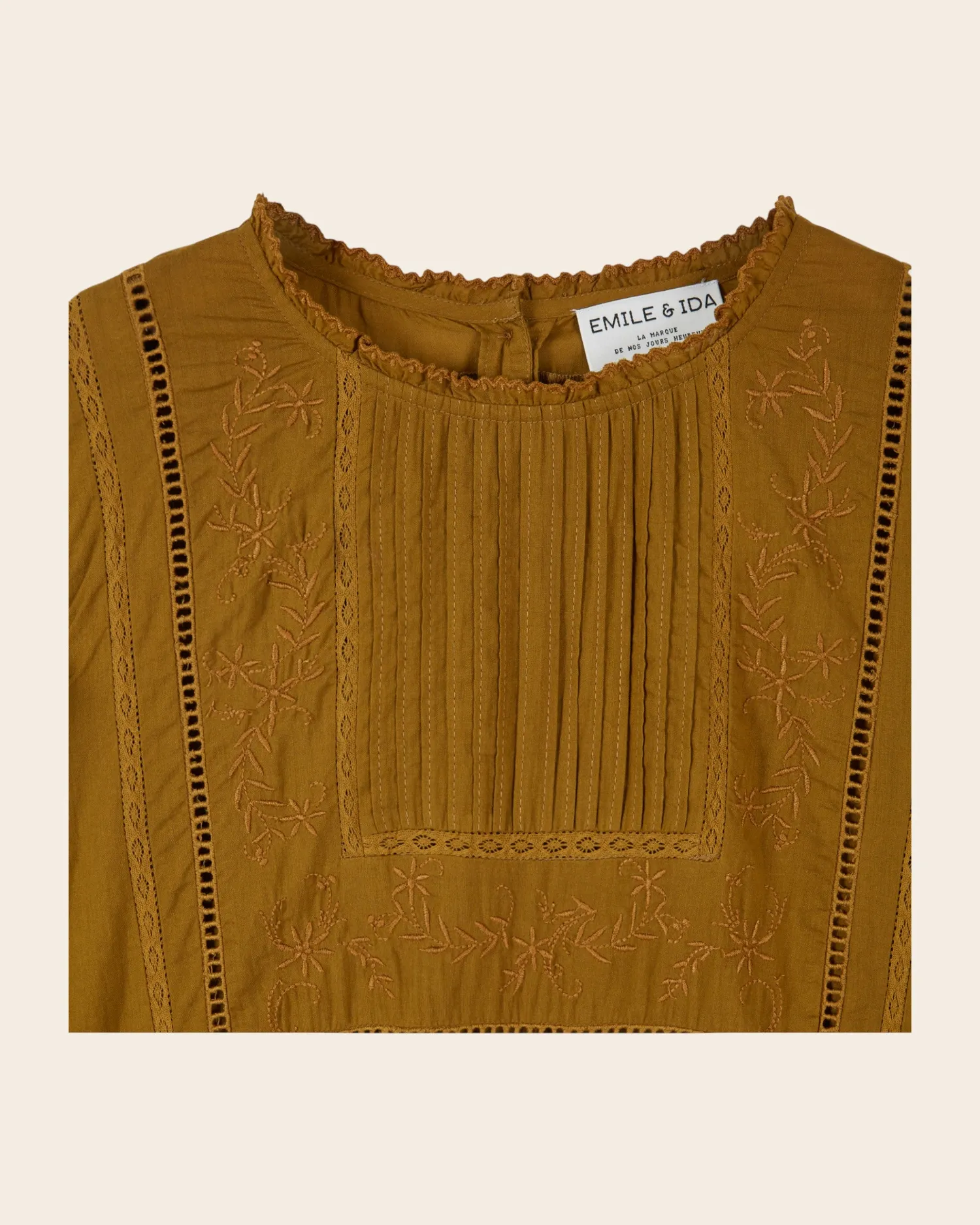 Emile et Ida Eglantine bluse oliven broderi løs