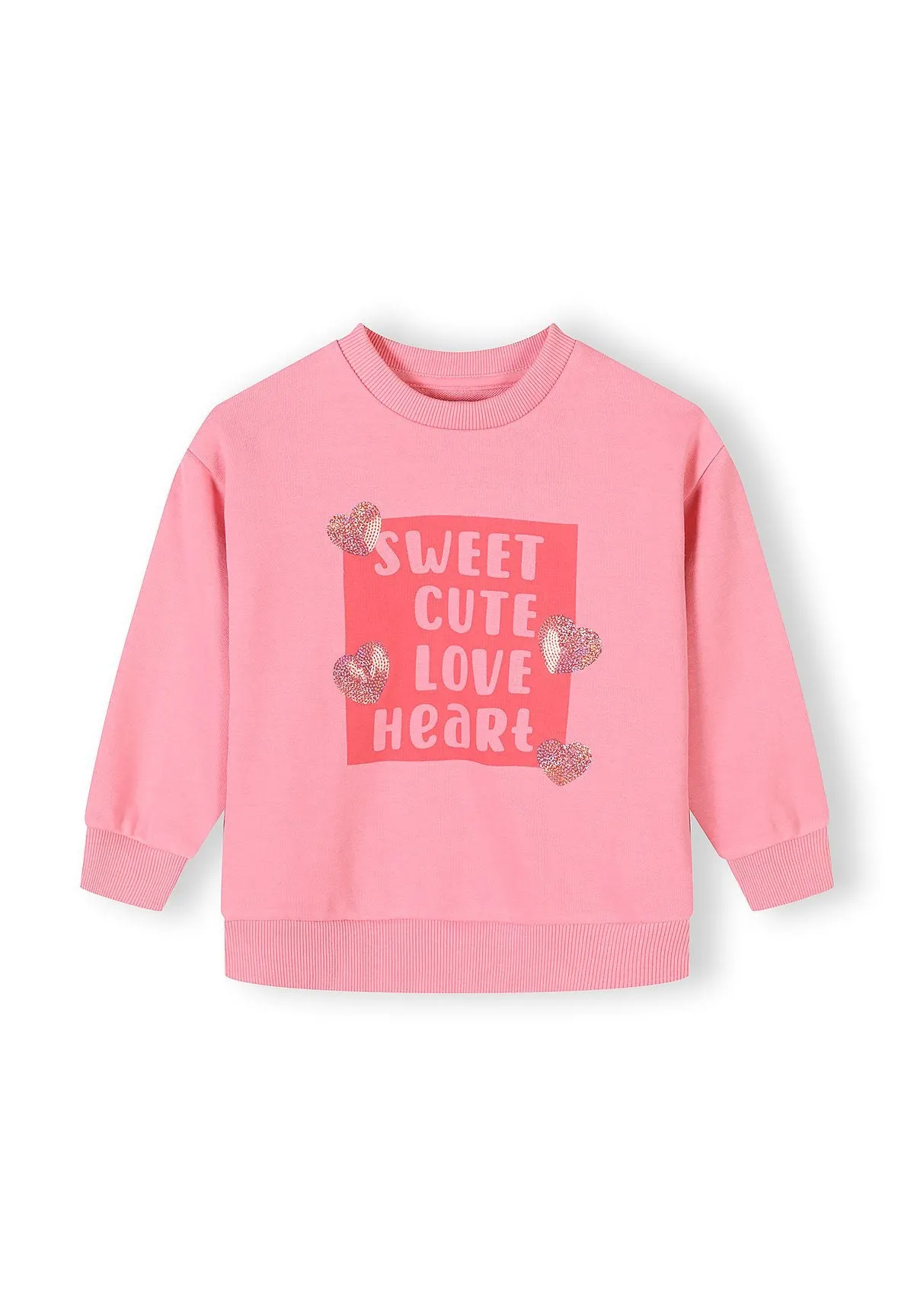 Minoti 44674 sweatshirt lyserød paillethjerter