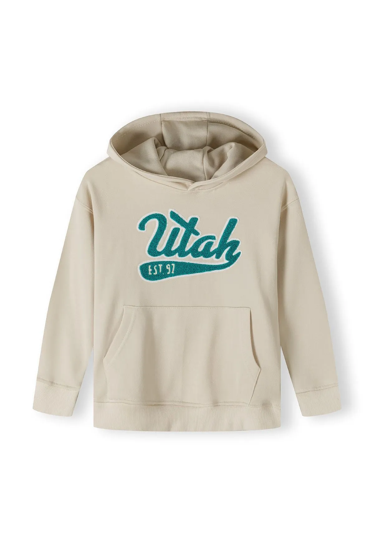 Minoti 42570 hoodie til drenge creme oversize bomuld