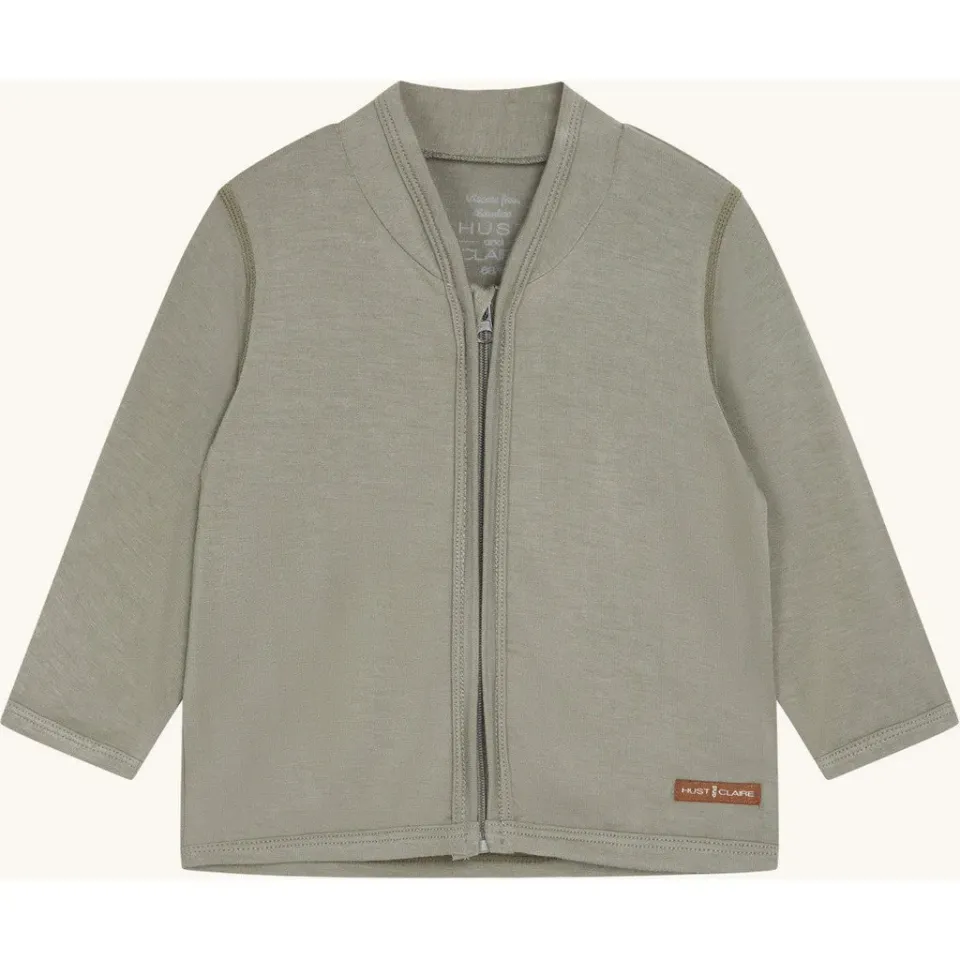 Hust & Claire Curd Solid Zip cardigan Seagrass bambus
