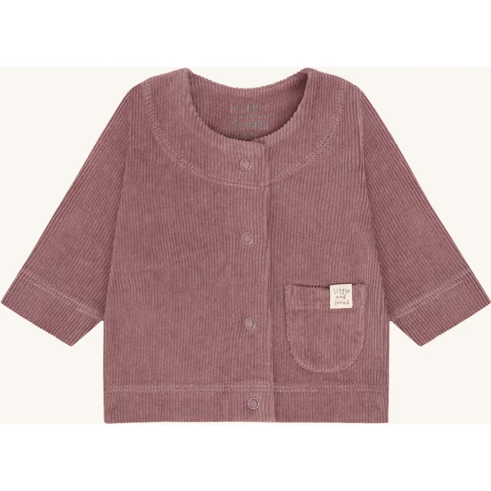 Hust & Claire HCChai Velour cardigan plum bomuld