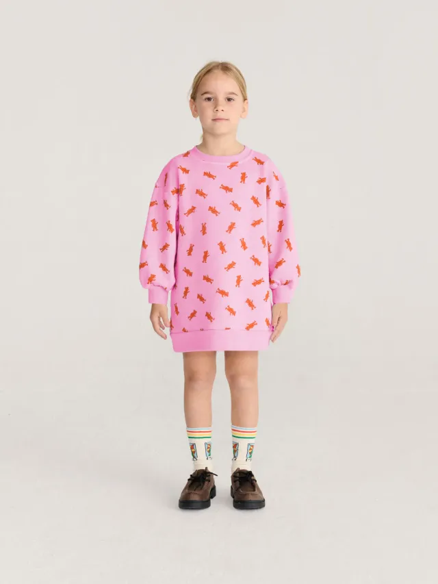 Bobo Choses Softpaw Monster sweatshirt kjole lyserød 2-3Y