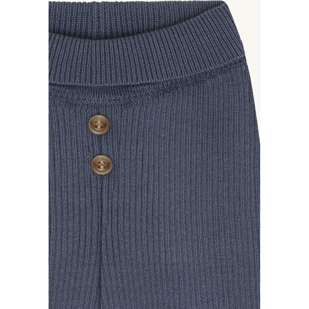 Hust & Claire Ger Rib Leggings Blue Storm økologisk