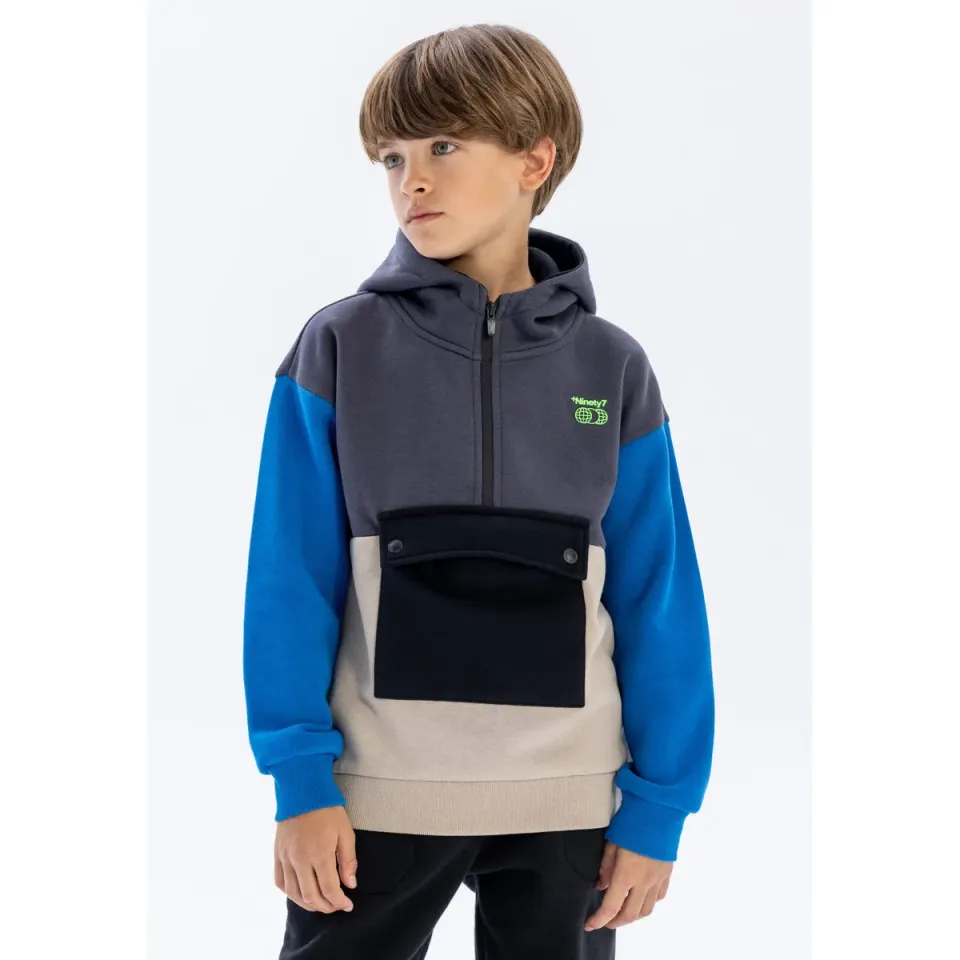 Minoti 41345 hoodie mørkegrå colourblock