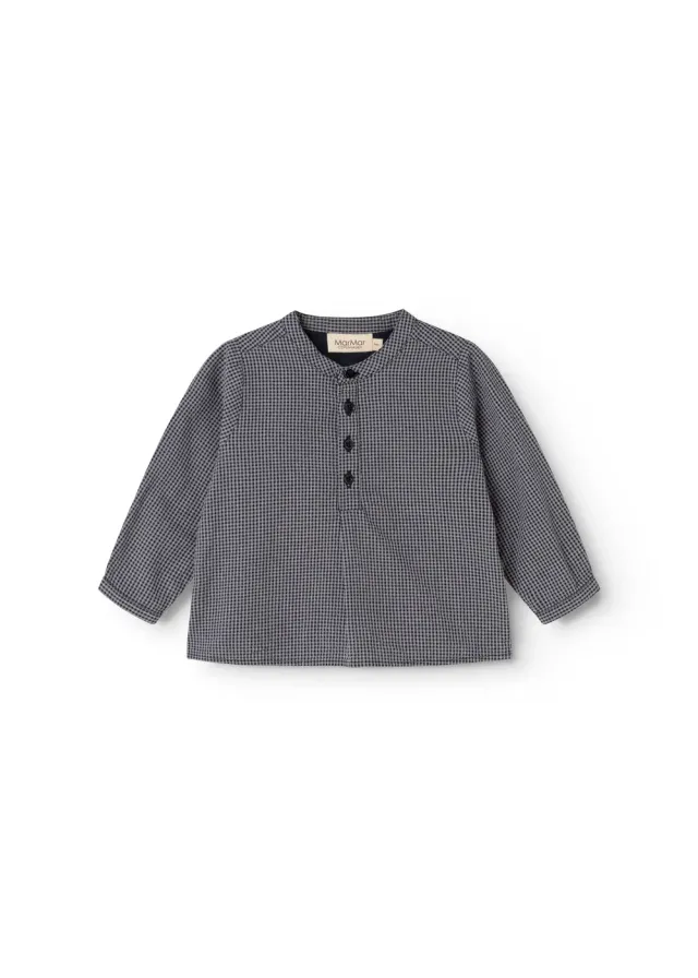 MarMar Totoro Skjorte Pigeon Blue Check – Bomuld
