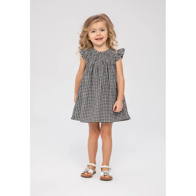 Minoti 38130 jerseykjole til baby grå tern smock