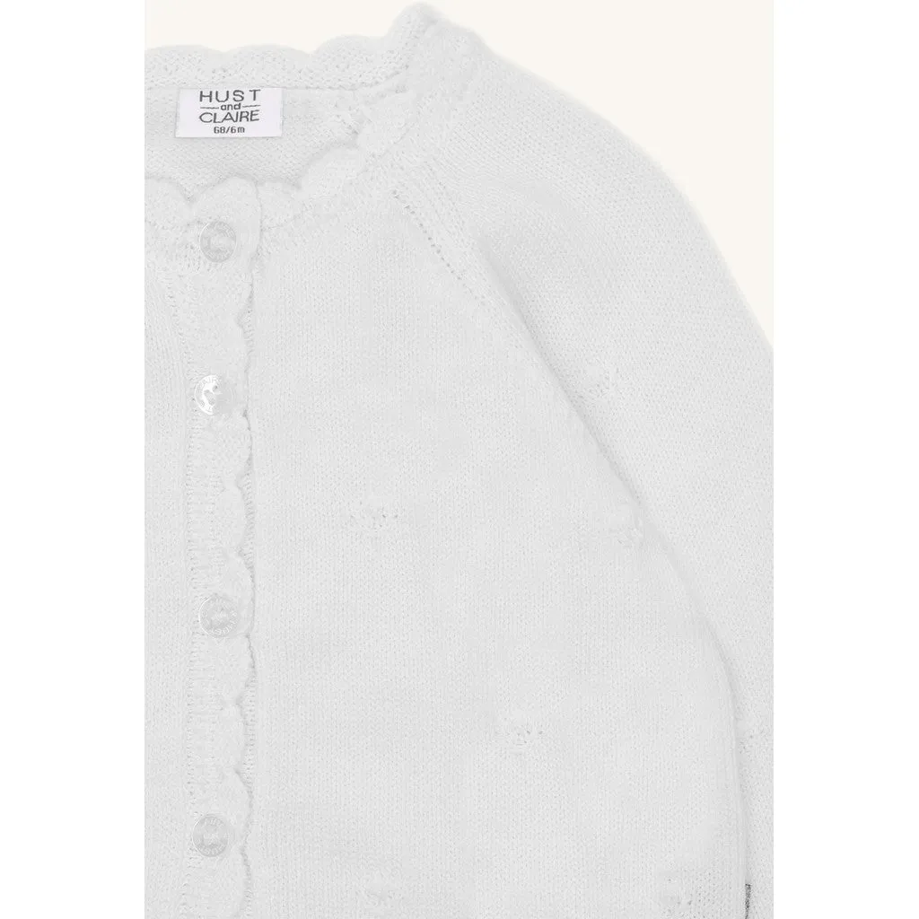 Hust & Claire Cilja cardigan White Pointelle bomuld