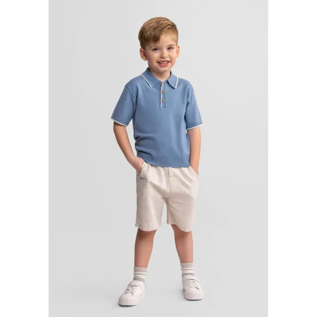 Minoti 44697 polosæt lyseblå med shorts til drenge