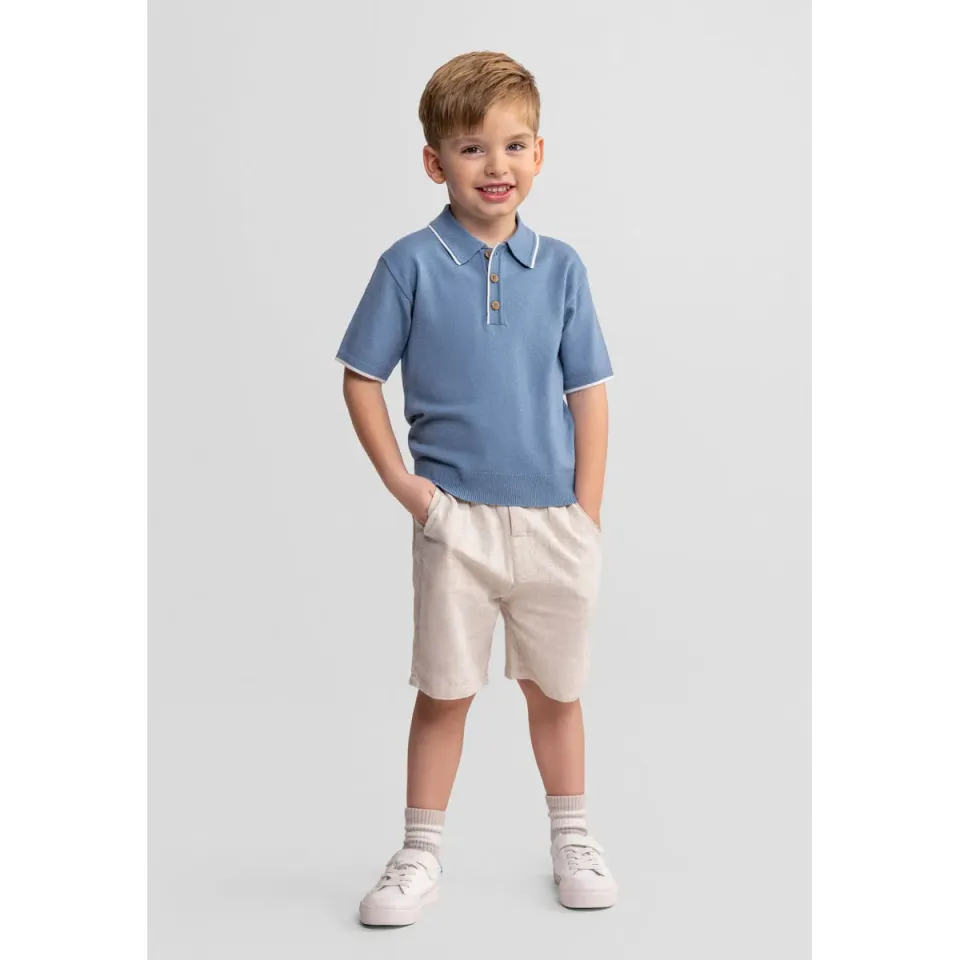 Minoti 44697 polosæt lyseblå med shorts til drenge