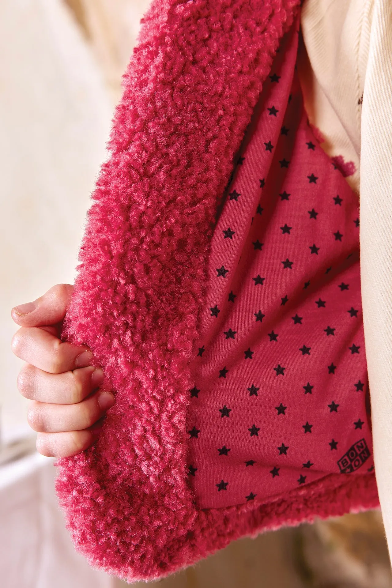 Bonton Beti vest rosa sherpa børn foer