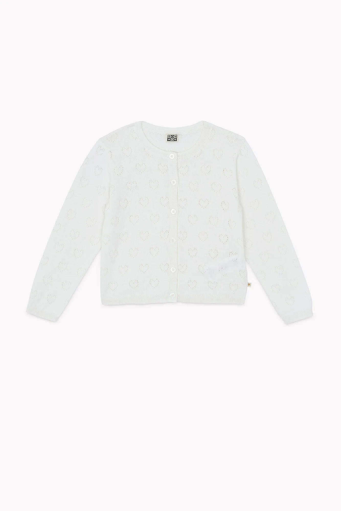 Bonton Lilou Coeur cardigan ecru hulmønster 4-14A