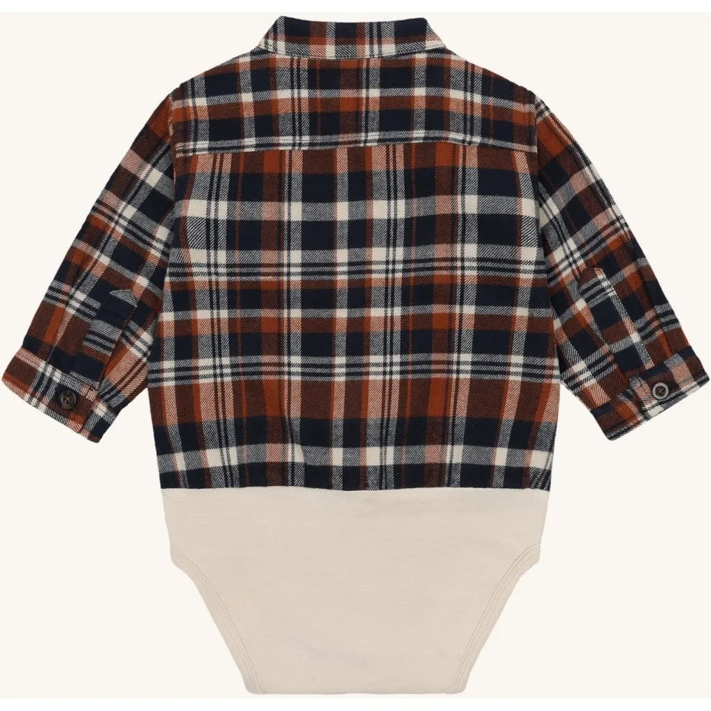 Hust & Claire Bertil skjortebody More Navy ternet bomuld