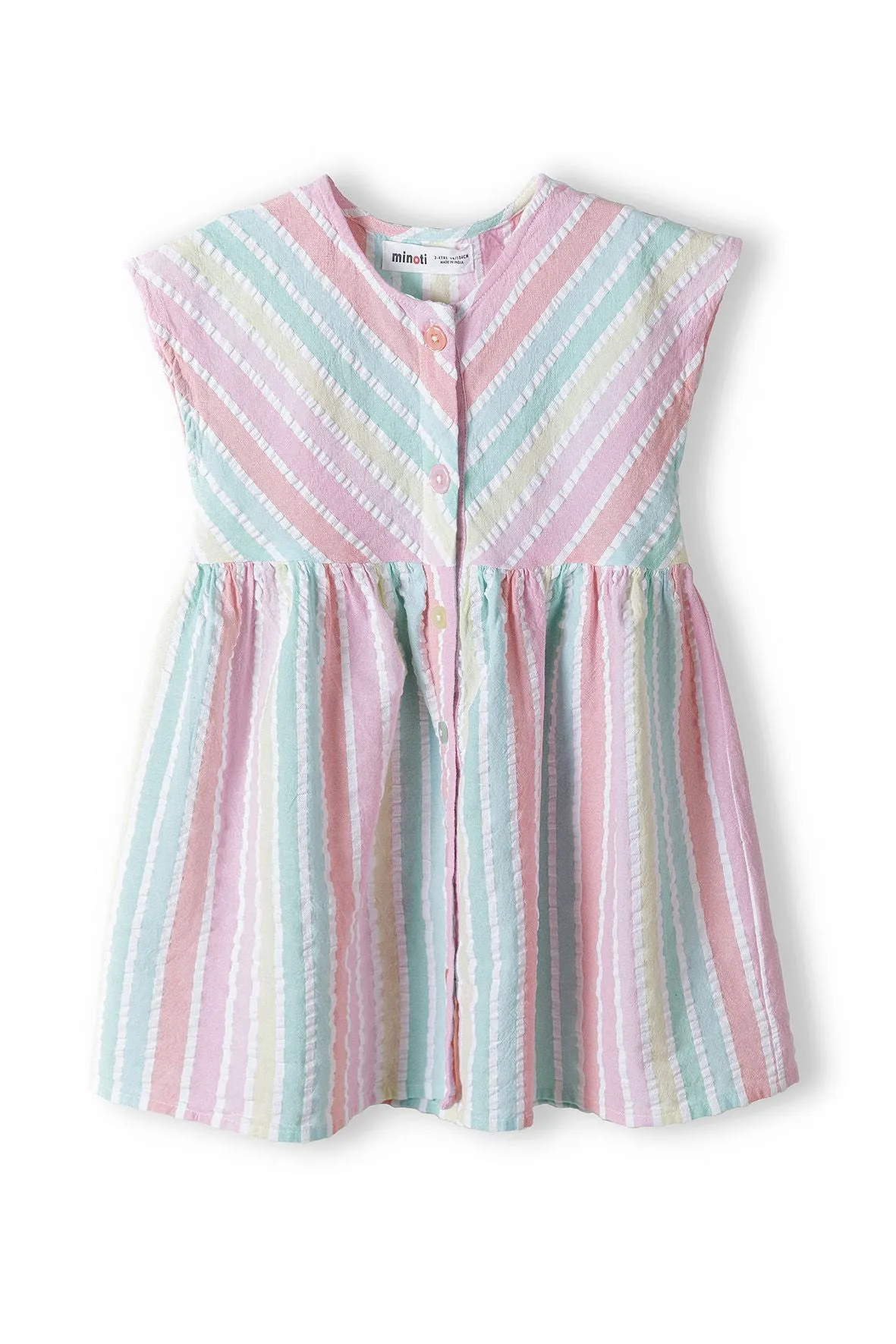 Minoti 38209 kjole stribet pastel bomuld