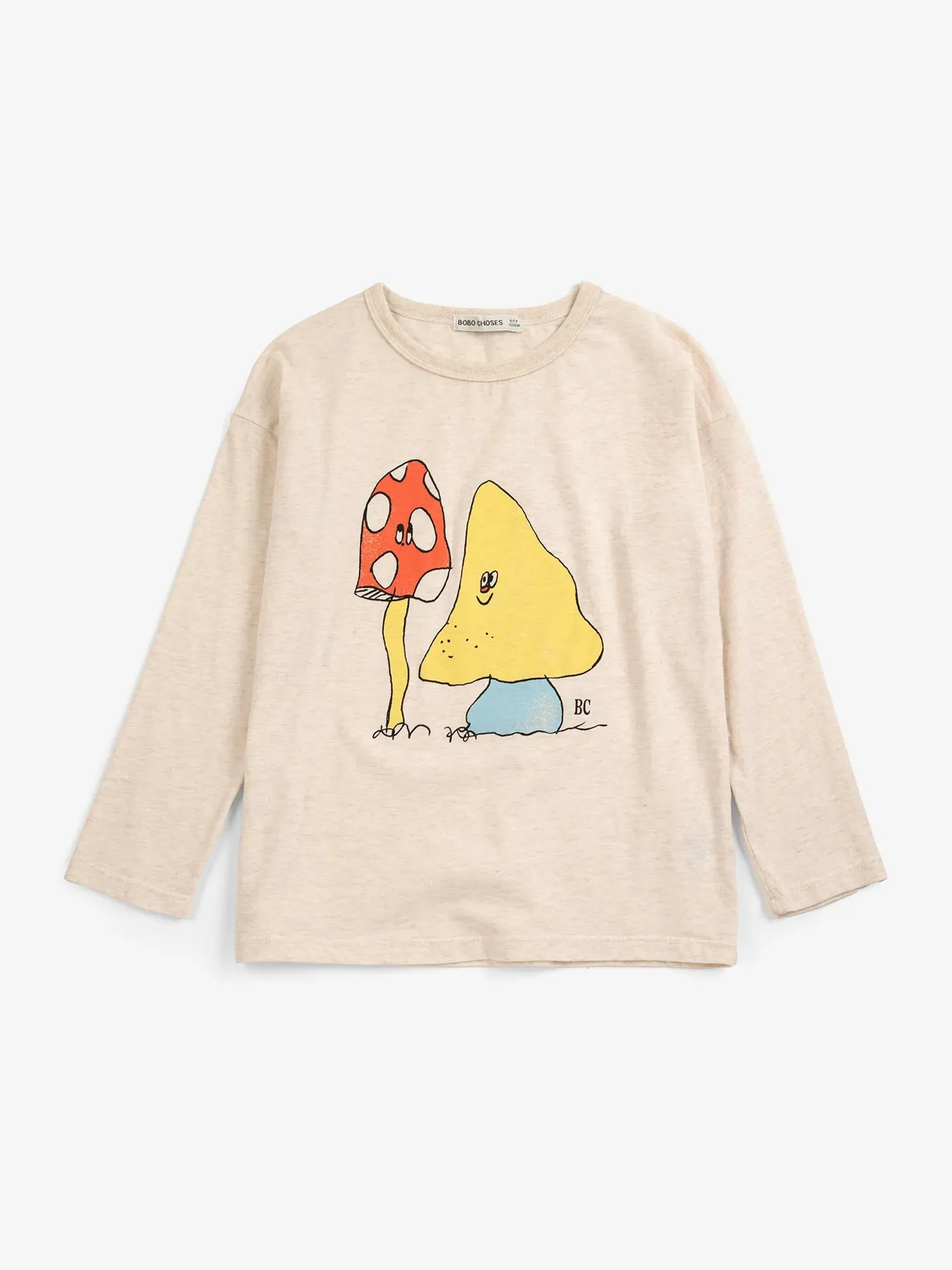 Bobo Choses Mush Monster Duo t-shirt beige bomuld løs