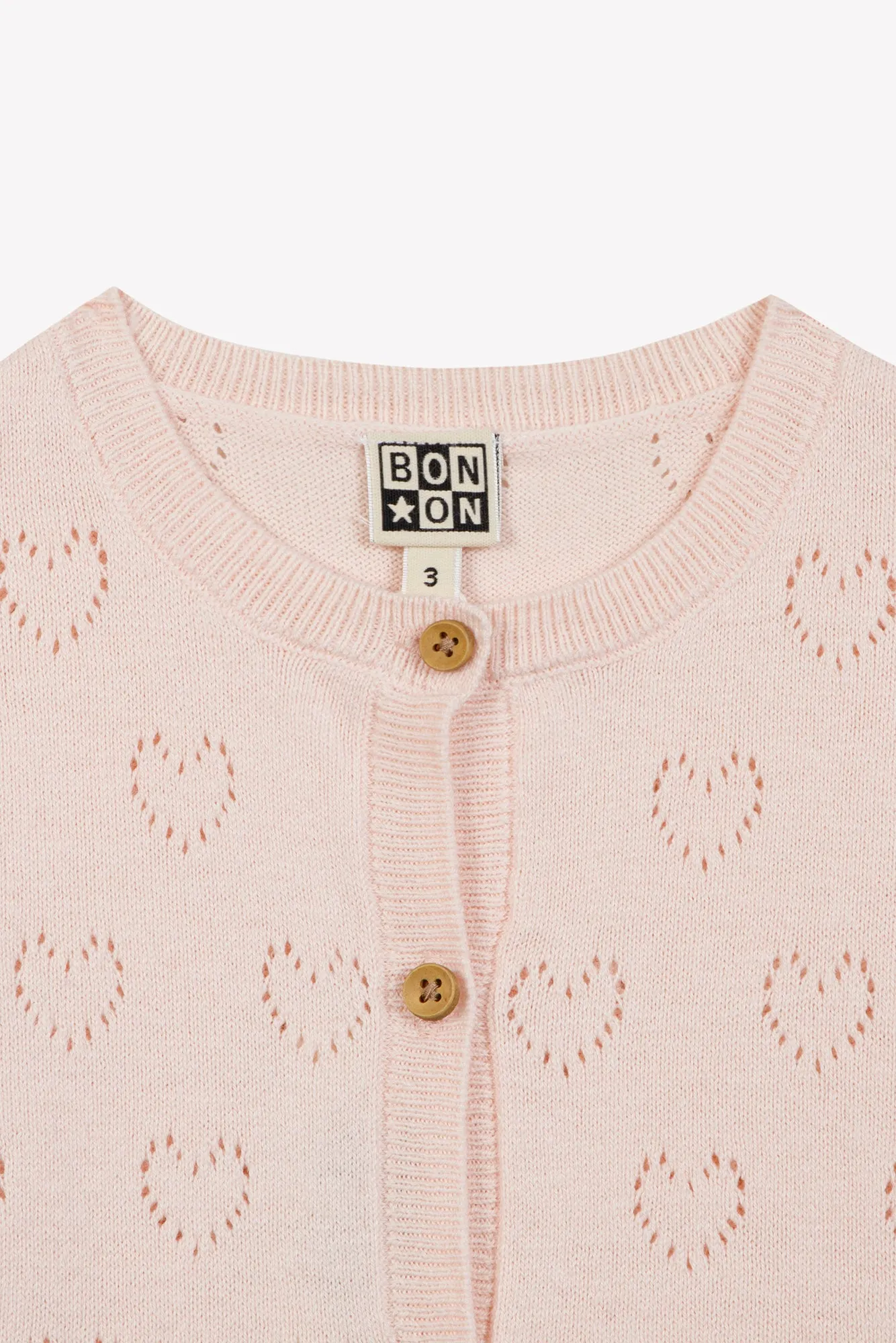 Bonton Lilou cardigan rosa hjertehuller 3M-3A