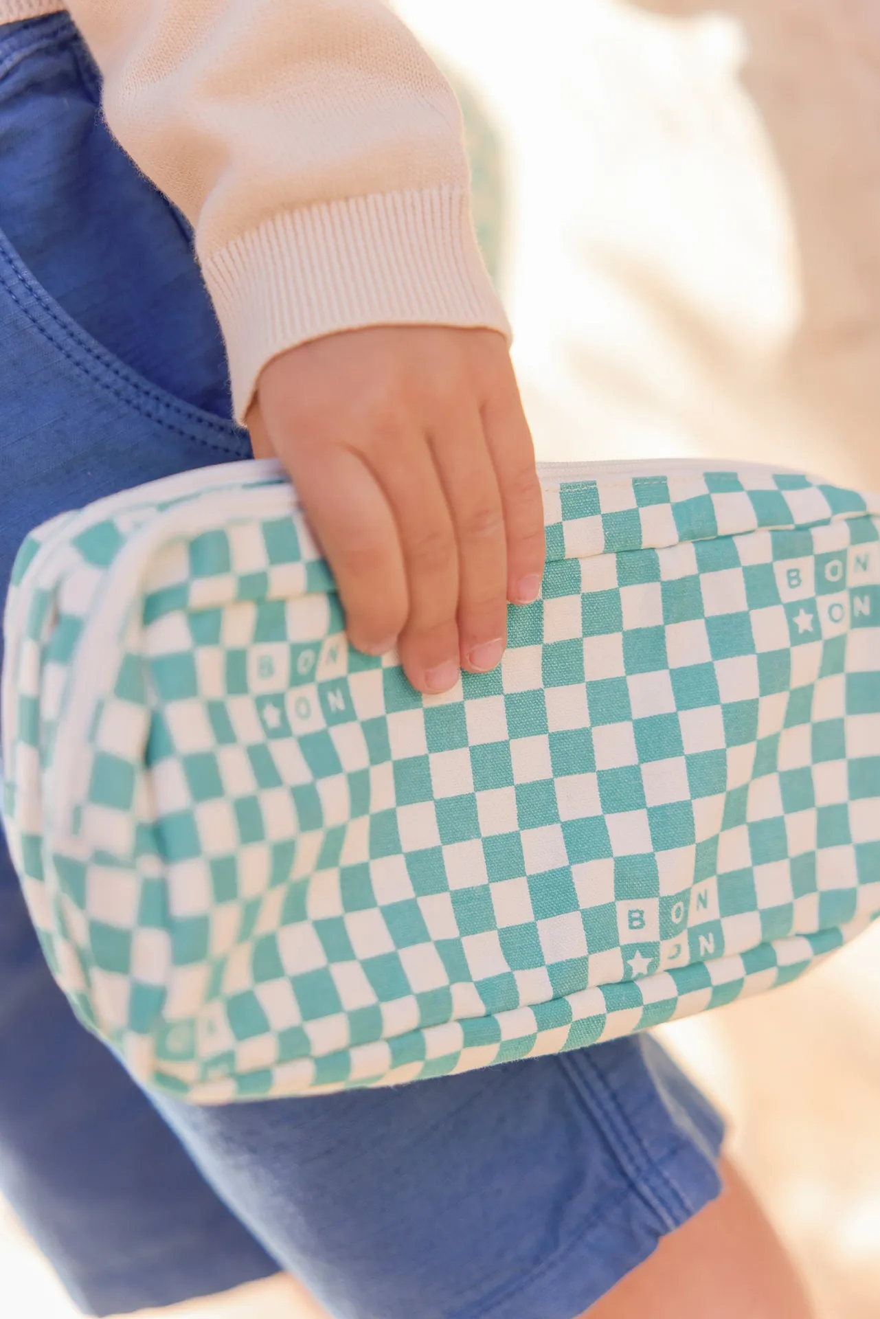 Bonton Damier penalhus blå vintage 9x22x8 cm