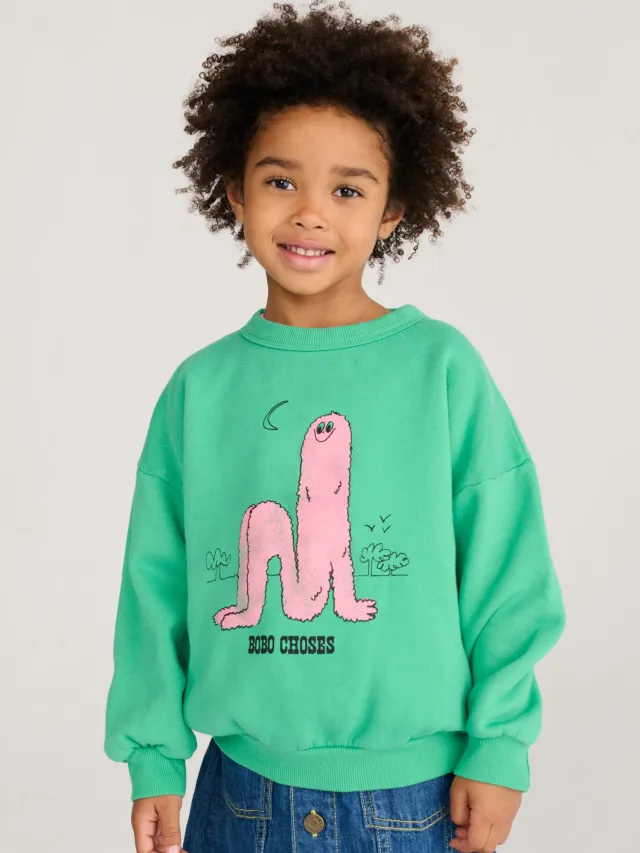 Bobo Choses Long Puff sweatshirt grøn 4-5 år løs