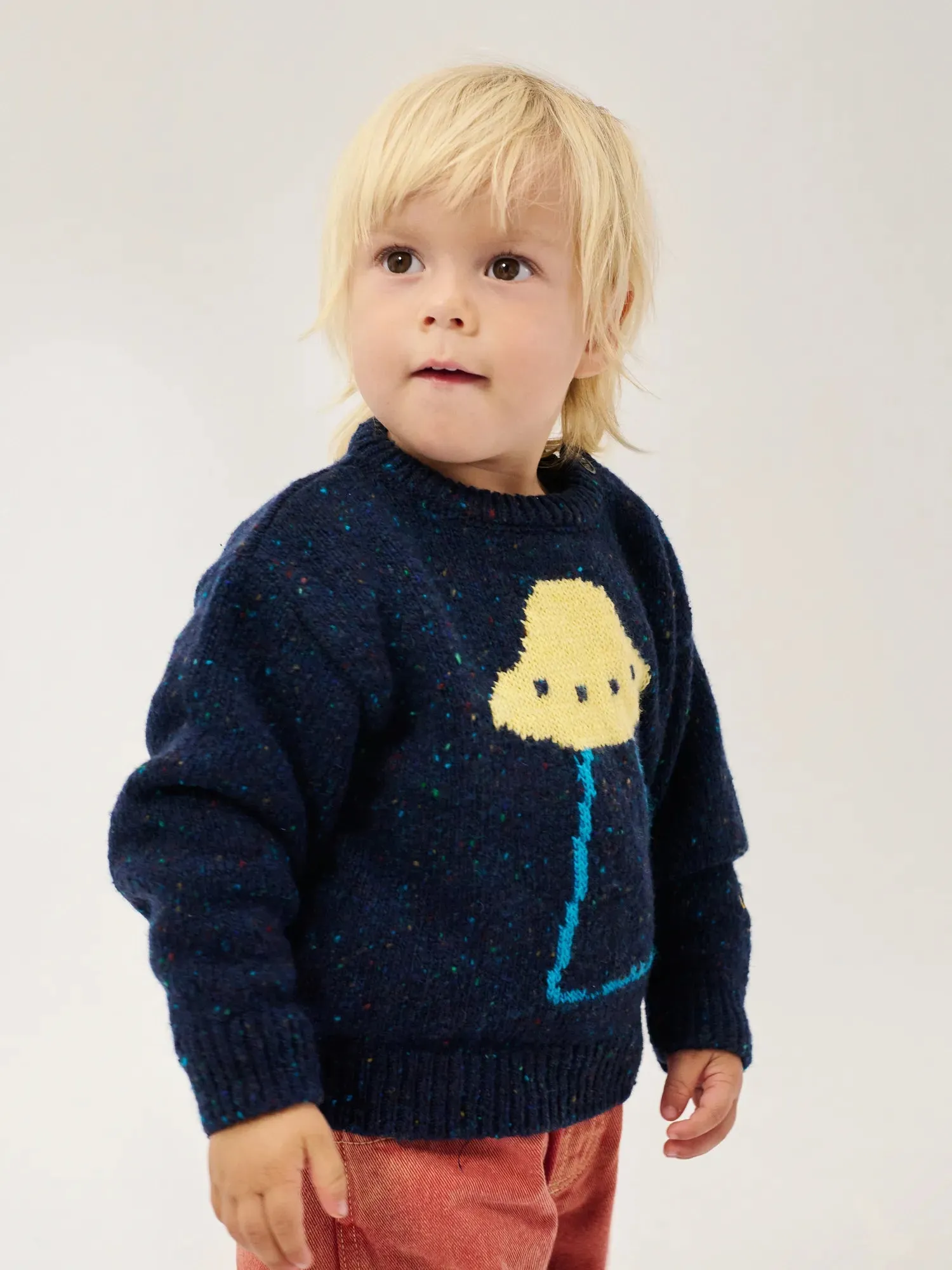 Bobo Choses Pixel Abduction striktrøje blå uld